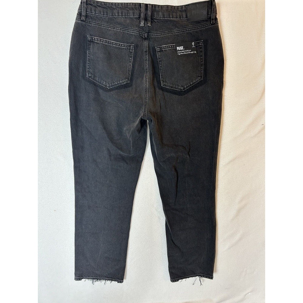 NWT Paige High Rise Noella Black Relaxed Straight Leg 5-Pocket Jeans Sz 32 - Picture 9 of 10